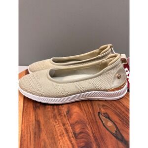 Xti Women Gold Knit Slip On  Memory Foam Pro Ballet‎ Flats Shoes 38/7.5